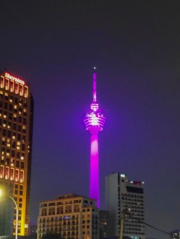 The colour changing Menara KL Tower